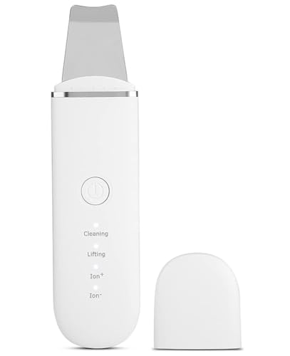 Limpiador Facial Ultrasónico, 4 Modos, Exfoliante Facial con Espátula, USB Recargable, Color Blanco