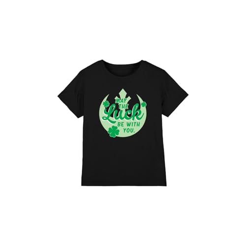 Star Wars St Patrick's Day Luck Rebel Sign Unisex Kids T Shirt, Black, 5-6 Years