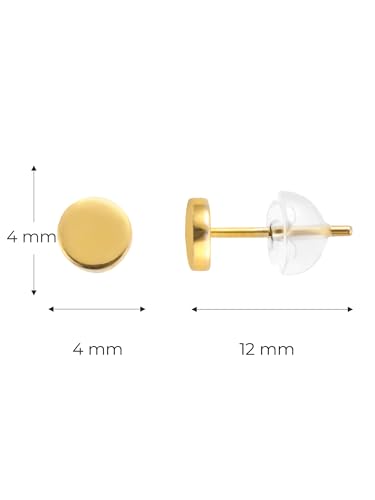 Image of Solid 925 Sterling Silver Stud Earrings for Women & Men, Hypoallergenic 18K Gold Plated & Silver Small Studs, Minimalist Elegant Earrings for Birthday, Party, Daily Gift