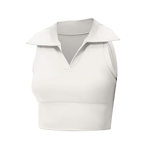 Débardeur de yoga à fort impact avec col Revers pour femme en blanc taille XL