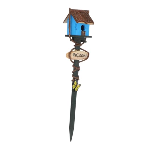 Toddmomy Enchufe de Piso de Villa de casa de pájaros Jardin jardín comederos para pájaros decoración de colibrí al Aire Libre casa de pájaros para Exterior decoración del césped Rota Blue