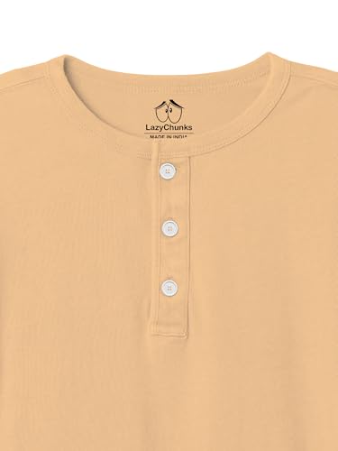 Image of LAZYCHUNKS T-Shirt for Men|Plain Henley Full Sleeve T Shirt|Cotton Blend T Shirt for Men|Men's T-Shirt|Tshirt for Men Stylish|T-Shirts for Men Regular Fit.