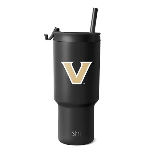 Image of Simple Modern Vanderbilt Commodores Tumbler with Straw | 30oz | Collegiate | Trek Officially Licensed Vanderbilt University Insulated Water Bottle, Travel Mug | Football Gift for Men, Dad, Him, Her