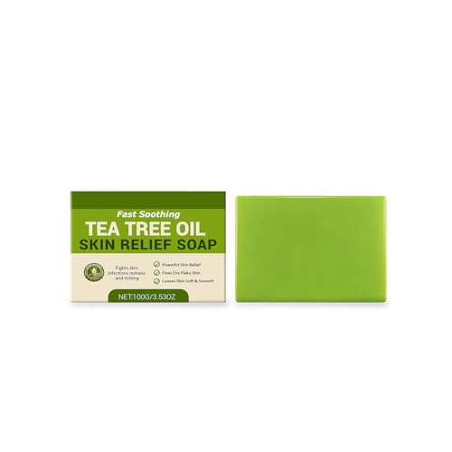JabóN de Árbol De Té,Jabón de Aceite de árbol de té,Tea Tree Soap,Aceite de Coco y Aceite de Oliva,Jabón Corporal Natural y Limpiador Profundo
