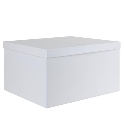 KISPATTI Aufbewahrungsbox, Wei&szlig; Aufbewahrungsboxen mit Deckel 38 x 28 x 19 cm Gro&szlig;e Aufbewahrungsbox mit Schleife Karton Aufbewahrungsboxen f&uuml;r Zuhause Schlafzimmer Wohnzimmer B&uuml;ro Schule