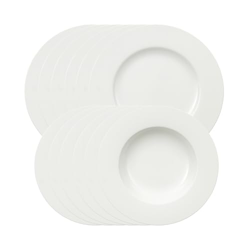 Villeroy & Boch ? Royal Teller Set 12 Teilig, Spülmaschinenfest, Mikrowellensicher, Suppenteller Und Speiseteller Für 6 Personen, Tafelservice, Tafelgeschirr, Geschirr Set Weiß, Premium Porzellan Villeroy & Boch ? Royal Teller Set 12 Teilig, Spülmaschinenfest, Mikrowellensicher, Suppenteller Und Speiseteller Für 6 Personen, Tafelservice, Tafelgeschirr, Geschirr Set Weiß, Premium Porzellan