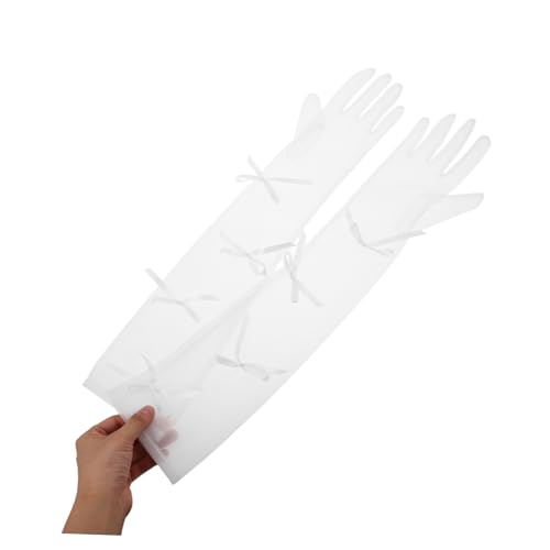Guantes de novia de malla larga BESPORTBLE para bodas y fiestas 4