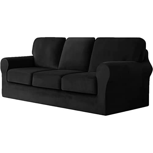 Housse de canapé extensible en velours résolvant les problèmes de glissement du tissu - 2