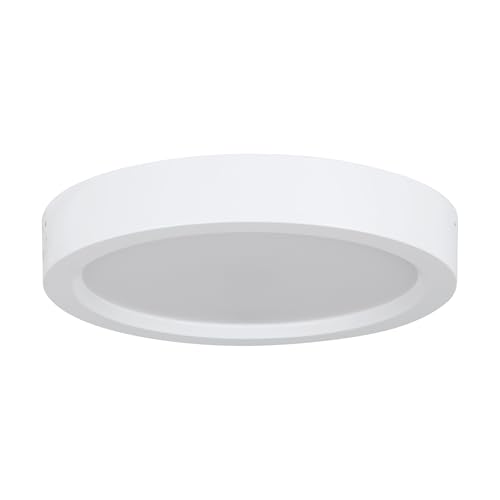 Eglo LED plafonnier Idun-E, lampe de plafond ronde, luminaire pour cuisine et bureau, plastique blanc, lumière blanc neutre, Ø 21 cm