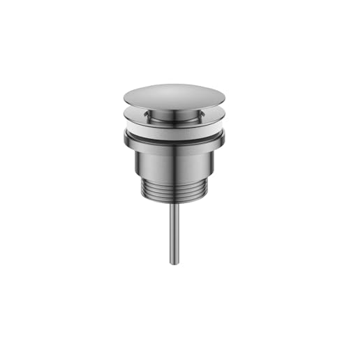 Desagüe universal Click Clack, se adapta a fregaderos con o sin desbordamiento, drenaje desplegable con botón, conexión estándar de 1.1/4 pulgadas, con adaptador de flujo libre (cromo)