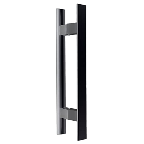 Manija de puerta corredera Manija de herrajes para puertas de granero de servicio pesado Manija de tirador de puerta lateral doble para armario, aleación de aluminio ( Color : Black , Size : 600MM ) Cover