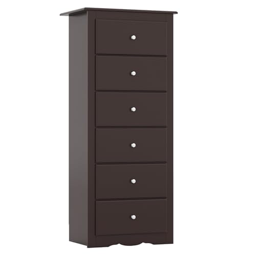 Giantex 6-Drawer Dresser for Bedroom, Wooden Chest of Drawers w/Metal