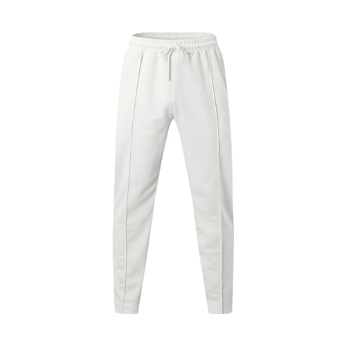 Maiyifu-GJ Men's Casual Fleece Sweatpants Athletic Lounge Pants Straight Leg Joggers Trousers with Pockets (White,Small)