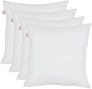 Set of 4-50cm x 50cm Luxury Hollowfibre New White Cushion Pad Inner Stuffer Pillow Polyester Insert Square Hypoallergenic (Pack of 4 | 20" x 20")