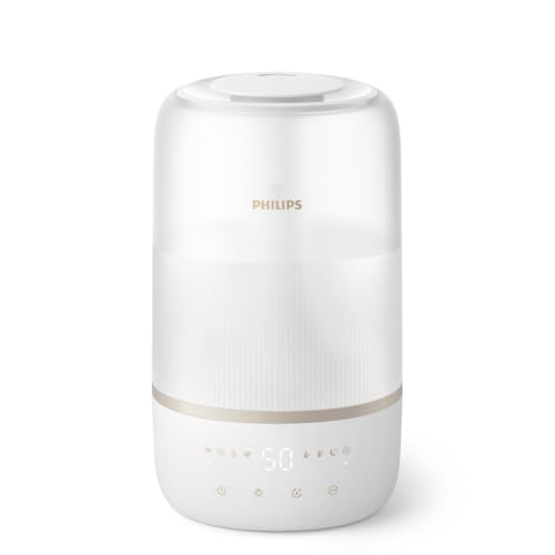 Philips Smart Humidifier, Compact yet Powerful with Sky High Mist, Up to 32h Runtime, 3L Top-Fill Water Reservoir, Aromatherapy, Ultra Quiet, Night Light, for (bed-) rooms up to 41m² (HU1510/04)