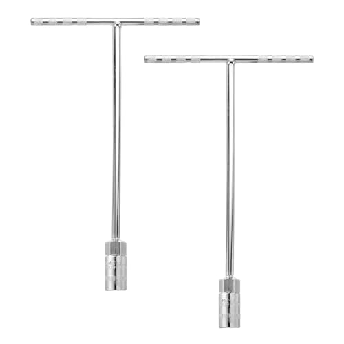 HARFINGTON 2pcs T-Handle Wrench Socket, 6-Point Steel Metric Socket Wrench (16mm) with Long Reach for Motorcycle Bicycle Car Repair, Silver by HARFINGTON - Used condition - US$8.71