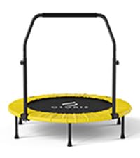 CLORIS 40in Folding Trampoline Rebounder Fitness Trampoline with Adjustable Foam Handle, with safty Padded Cover Best Gift (40in-Black)