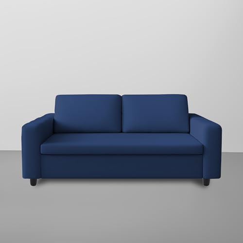 Image of Casaliving Roxy 3 Seater Sofa Cum Bed for Living Room (Blue Colour) Premium Fabric Sofa Set-Blue Colour Sofa Cum Bed