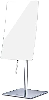 DOWRY 5X Tabletop Magnifying Makeup Mirror Adjustable Rectangular Vanity Mirror for Bedroom 304 Stainless Steel Polished Chrome
