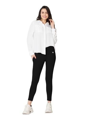 Image of VSTAR PL02 Women Ankle Length Stretchable Slim Fit Leggings with Secured Side Pocket | Moisture-Wicking | Soft Waistband & Cotton-Elastane Fabric