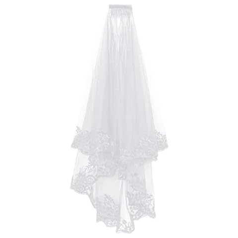 jiebor White Lace Veil Cover