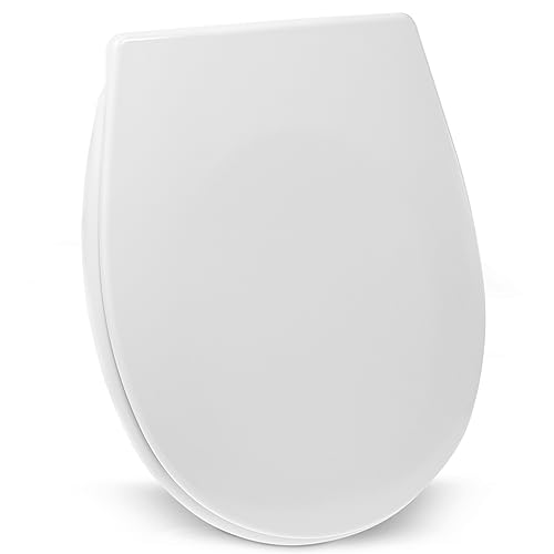 WENKO Toilettensitz Mod. Varoni mit Absenkautomatik, hygienischer WC-Sitz mit Schnellbefestigung, aus stabilem antibakteriellem Duroplast, 35 x 44,5 cm, Weiß