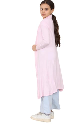 Image of Loxdonz Kids Long Open Front Cardigan Coverup Boyfriend Cardigan Sweater for Girl's Beach Cover ups Kimono Maxi Duster