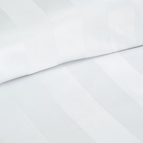 Housse de Couette Soft Satin Stripe Super King Size Blanc Anti-Plis - 4
