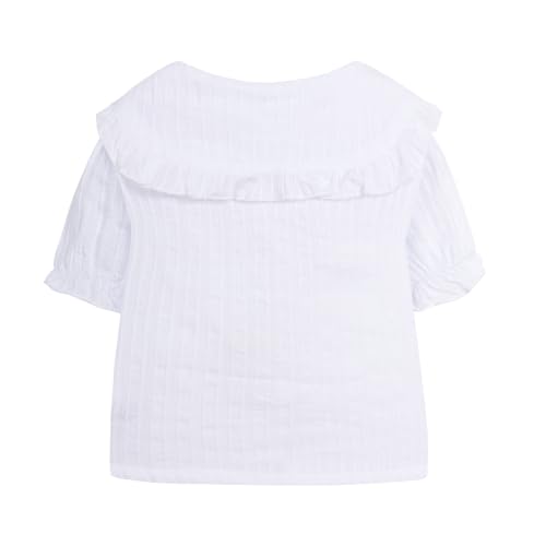 Image of Mud Kingdom Little Girls Peter Pan Collar Blouse Cotton Short Sleeve Button Up