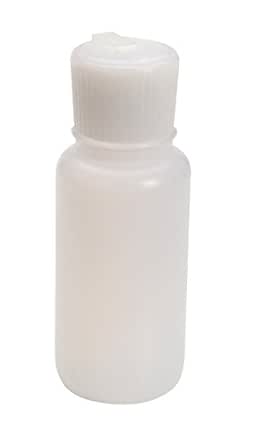 Vestil BTL-RF-1 Low Density Polyethylene (LDPE) Round Squeeze Dispensing Bottle with Natural Flip-Top Cap, 1 oz Capacity, Clear