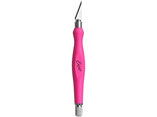 Excel Blades Fit Grip Knife - Ultra Sharp Knife With Carbon Steel Angled Edge Blade & Contoured Rubberized Grip - Light Duty Cutting Tool For Precision Cutting And Trimming - Pink, Made In The Usa #TOP6