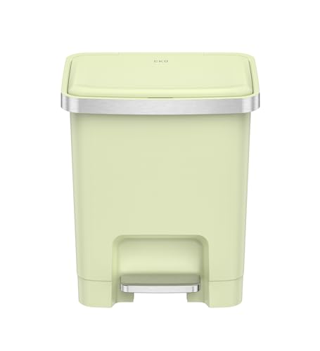 Image of Obsessions EKO 15L Plastic Step Bin with Pedal, Waste Storage Trash Can Ideal for Home, Kitchen and Office, Green