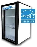 Countertop Refrigerator with Hinged Glass Door, 1 Door and 3 Shelves, 7 Cubic Feet