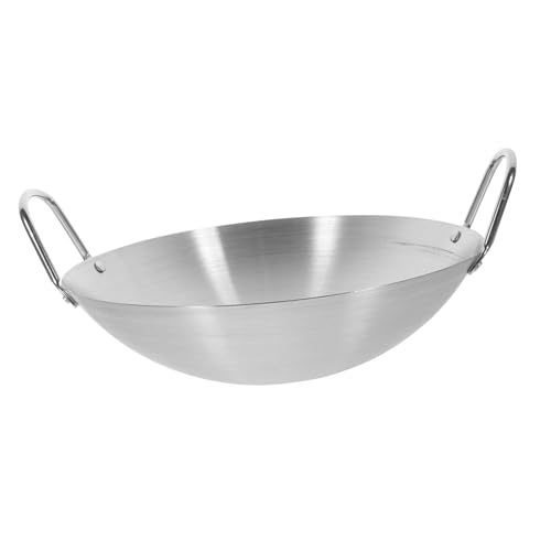 Wok de acero inoxidable con fondo redondo grande miniatura 1