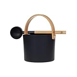 SudoreWell® Saunaeimer Saunakübel Set Finnisch schwarz aus Aluminium mit Saunaeimer und Saunakelle