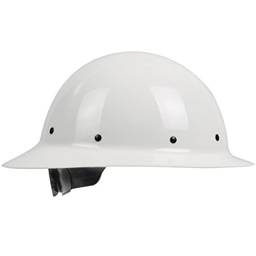 Dynamic WolfJaw Fiberglass Full Brim Hard Hat with Wheel Ratchet 8 Point Suspension ANSI/ISEA Z89.1 Type 1 Certified Glass G Electrical Rating White (280-HP1481R-01)