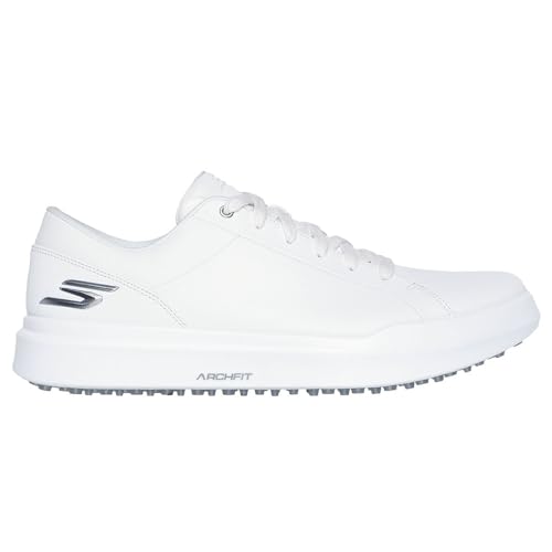 Skechers Golf Men's Drive 6 Arch Leather Relaxed Fit Spikeless Golf Shoe Sneaker, White, 10.5