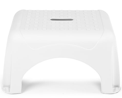 Ondis24 Tritthocker Waschbeckenhocker Step Stool mit bis zu 150 kg belastbar sehr sicherer Stand (Moon White)