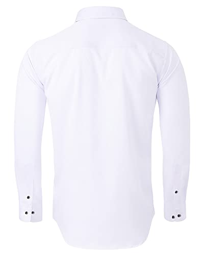 Alimens & Gentle Men's Dress Shirts Wrinkle-Free Long Sleeve Stretch Solid Formal Business Button Down Shirt With Pocket #TOP1