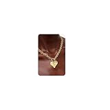 Krfy Chunky Gold Necklace for Women, Hammered Heart Necklace for Women Non Tarnish, Necklace Pendant, Dainty Toggle Necklaces Paperclip Chains Jewelry 16K Gold Plated 45cm