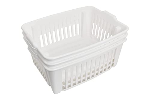 FenixDepot - Juego de 3 cestas apilables (43 x 33 cm), color blanco