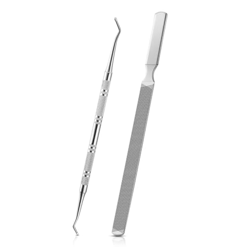 WUBAYI Lima de uñas profesional de acero inoxidable, limas de uñas de 4 lados para manicura y pedicura de precisión, herramienta duradera para dar forma y cuidado de cutículas (resistente al óxido