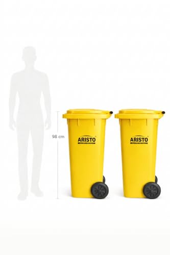 Image of ARISTO Wheel Garbage Dustbin 120 LTR - Yellow Pack of 2