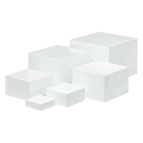 Elevadores de buffet blancos PartyKindom de 6 piezas que optimizan mesas de postres 2
