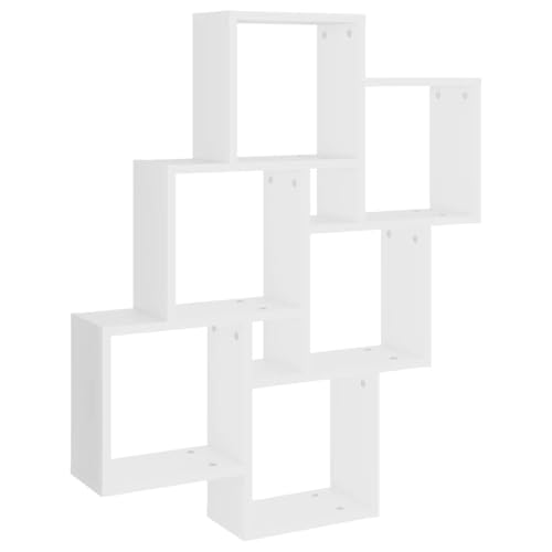 Étagère murale cube Blanc 78x15x93 cm Bois d'ingénierie
