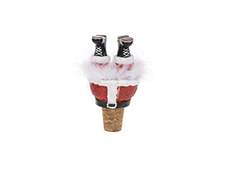 Ganz Christmas Wiggle Legs Wine Bottle Stopper Marabou Feathers- Mrs. Claus, Santa or Elf (Santa)
