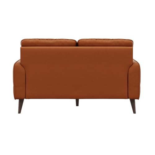 Image of Wakefit 2 Seater Sofa | 5 Year Warranty | Tan Leatherette, Neem Wood, Rectangular, Living Room Sofa - Azores(Robin : Tan)