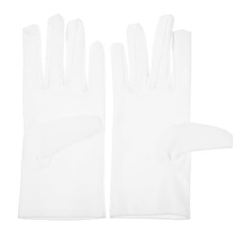 2PCS Kids Elastic Gloves for Stage Performance Soft Fabric White Costume Gloves for Boys and Girls for Parties Pageants and Ceremonies