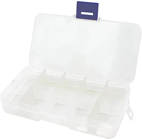 Joyero organizador de plástico transparente de 10 rejillas con separadores ajustables para cuentas, joyas, piezas pequeñas, práctico y profesional