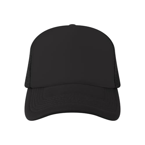 Image of TopTie Blank 5 Panel Trucker Hat Foam Front Mesh Back 2 Tone Trucker Snapback Hat